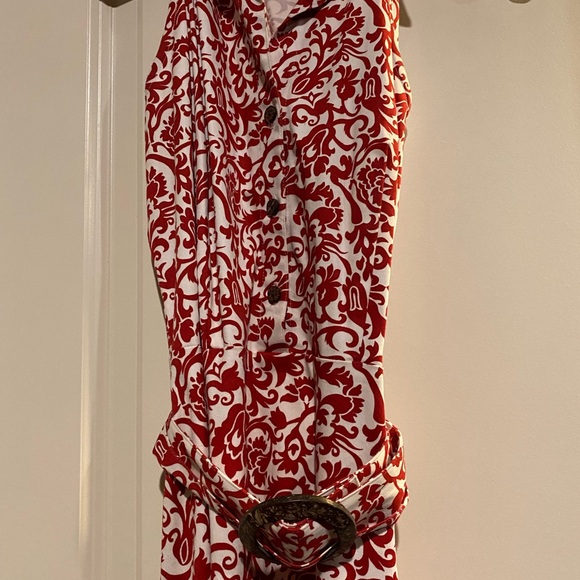 Red floral belted sundress - Picture 2 of 4